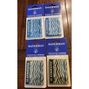New! Waterman Fountain Pen Refills Black & Blue/Black 32 Cartridges / 4 Packs